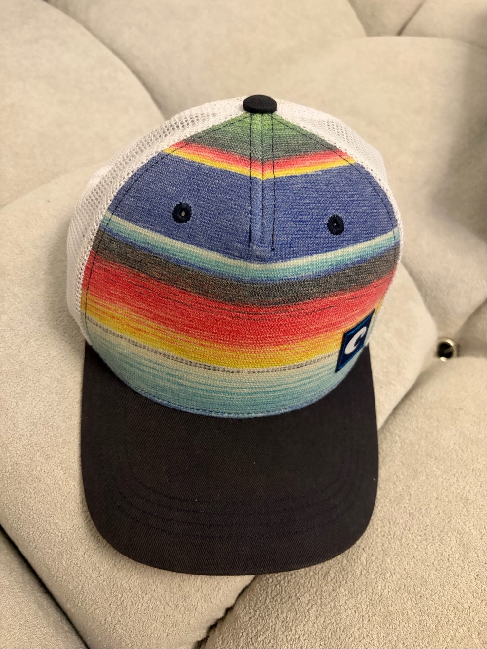 Costa Kids Rainbow Stripe Trucker Hat with Black Brim